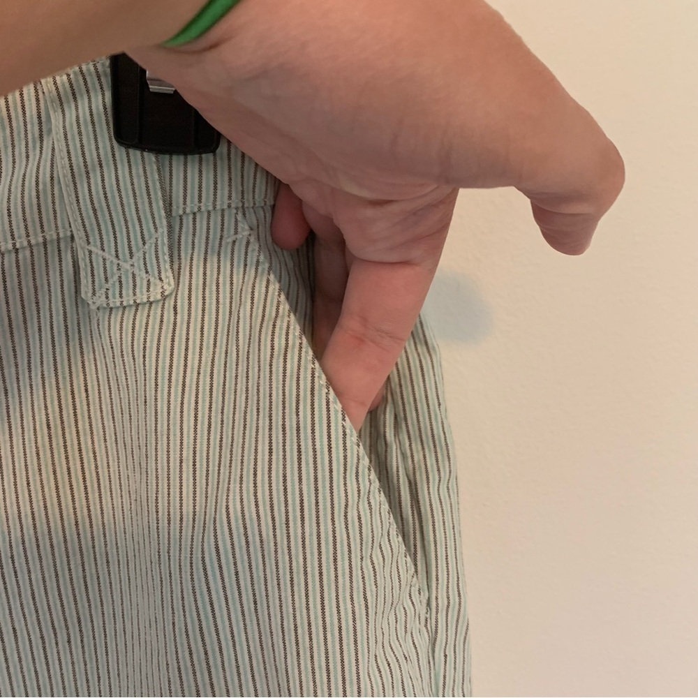 Women’s Boden Pinstripe Wide Leg Trousers Green Gray‎ Office Size 12R Preppy - Picture 6 of 12